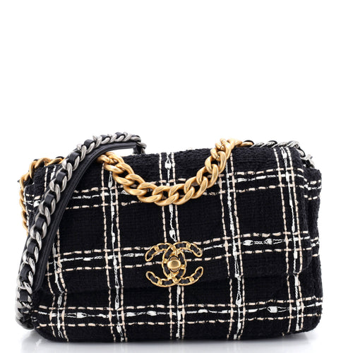 CHANEL 19 Flap Bag Quilted Tweed Medium