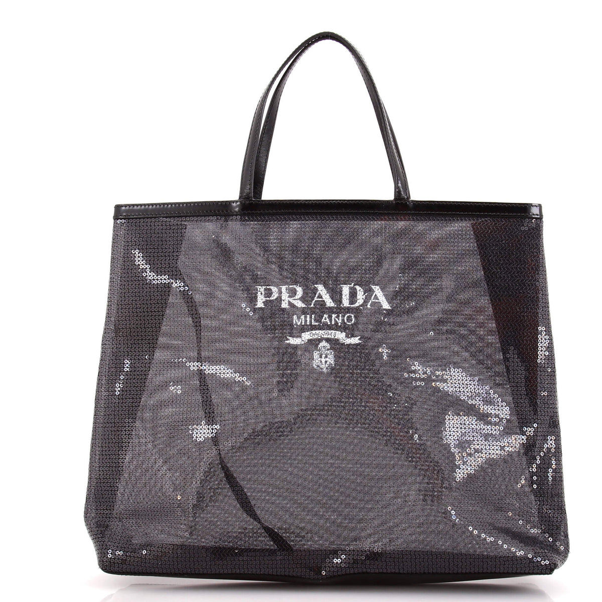 Prada PRADA Logo Open Tote Sequined Mesh Large