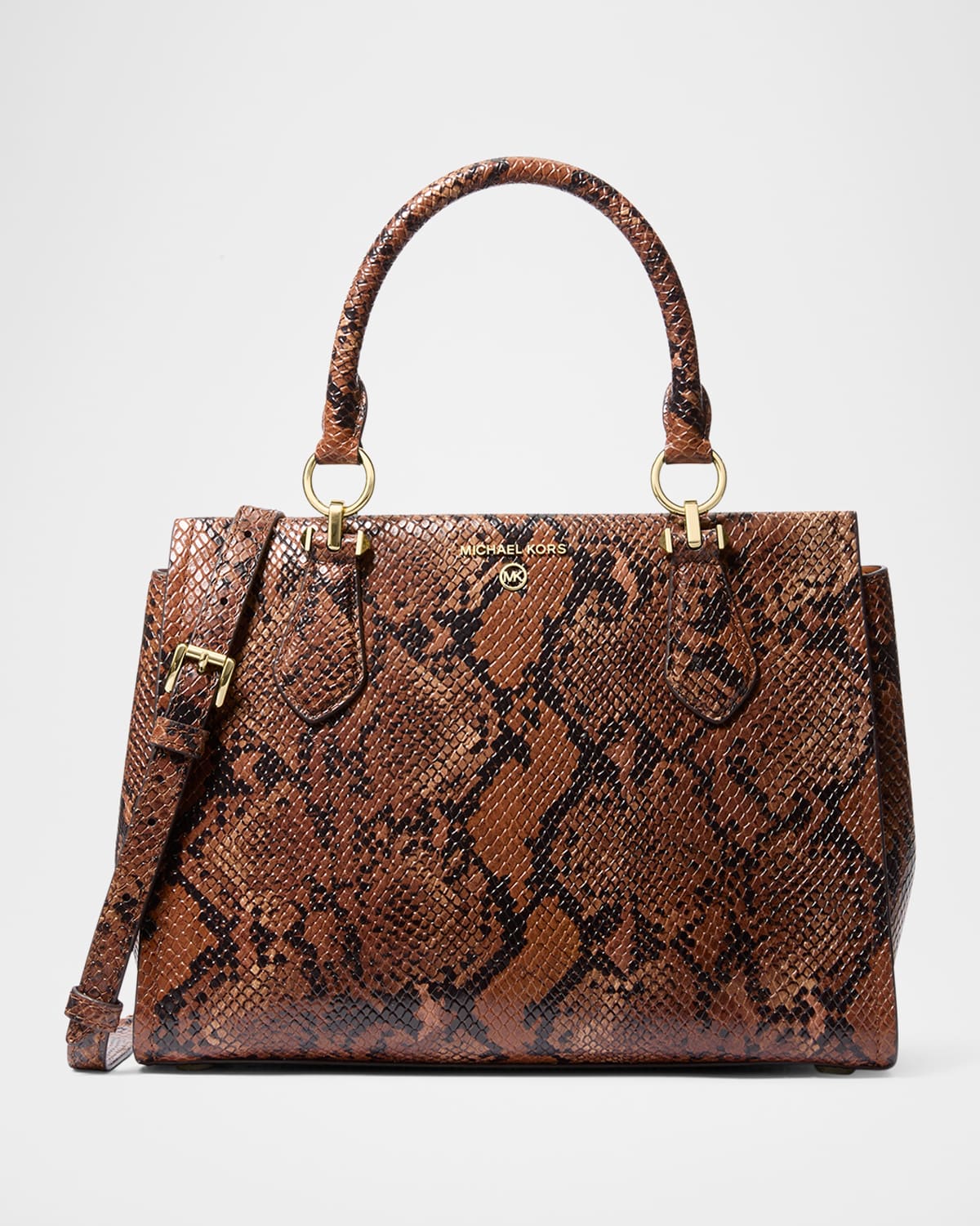 Michael Kors Marilyn Snake-Print Leather Satchel Bag