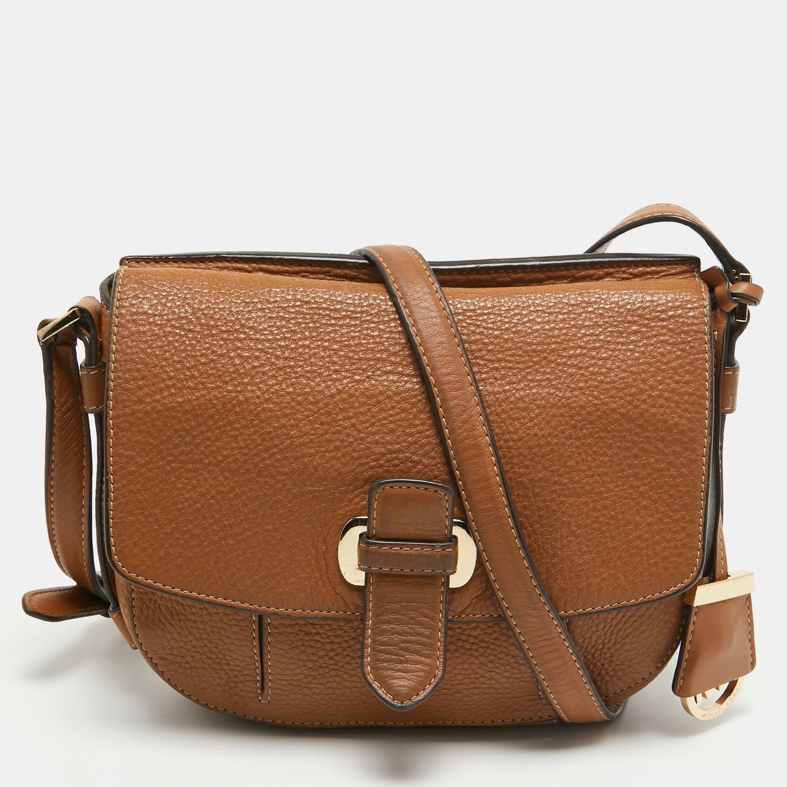 Michael Kors Brown Leather Flap Crossbody Bag