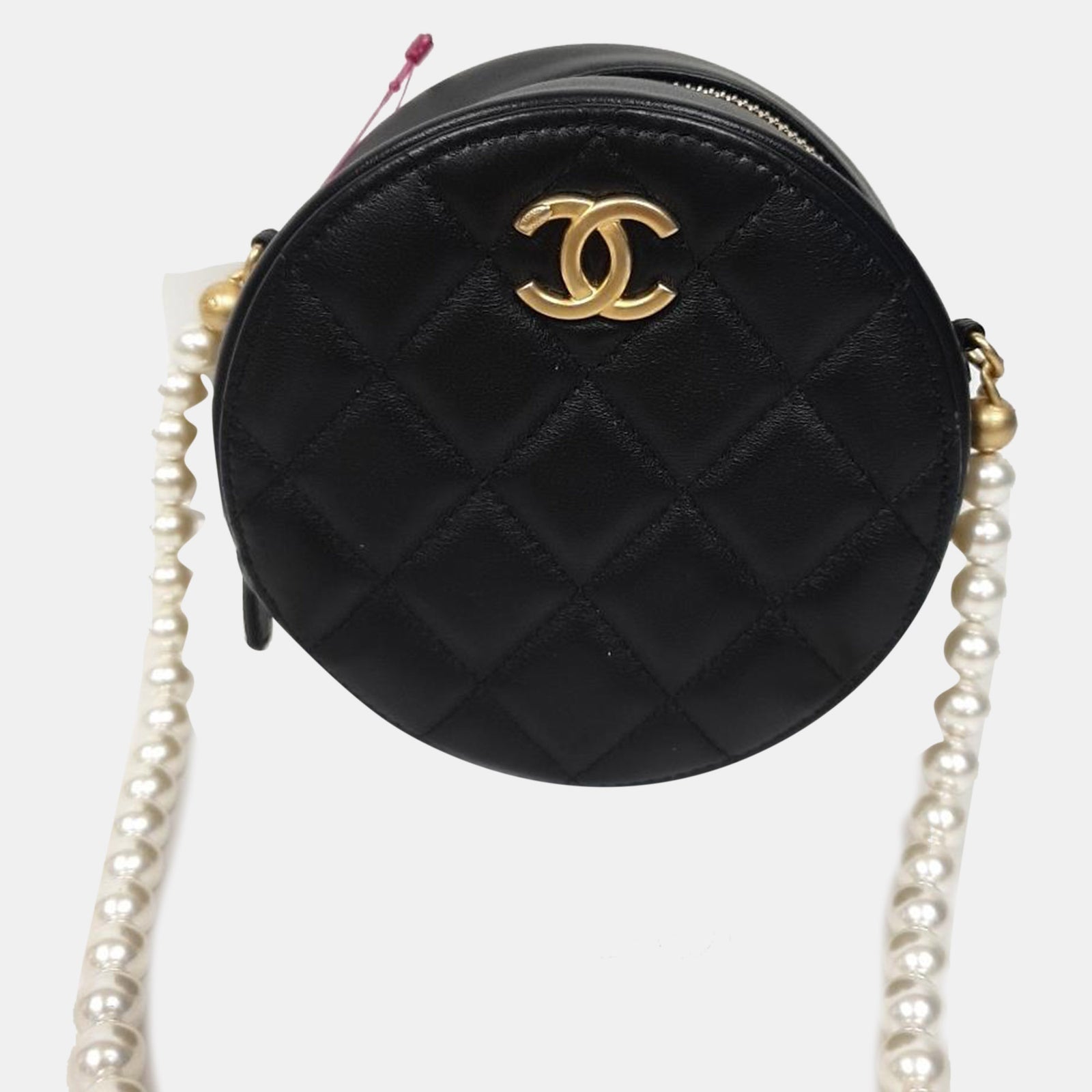 Chanel Sac à bandoulière rond avec chaîne de perles