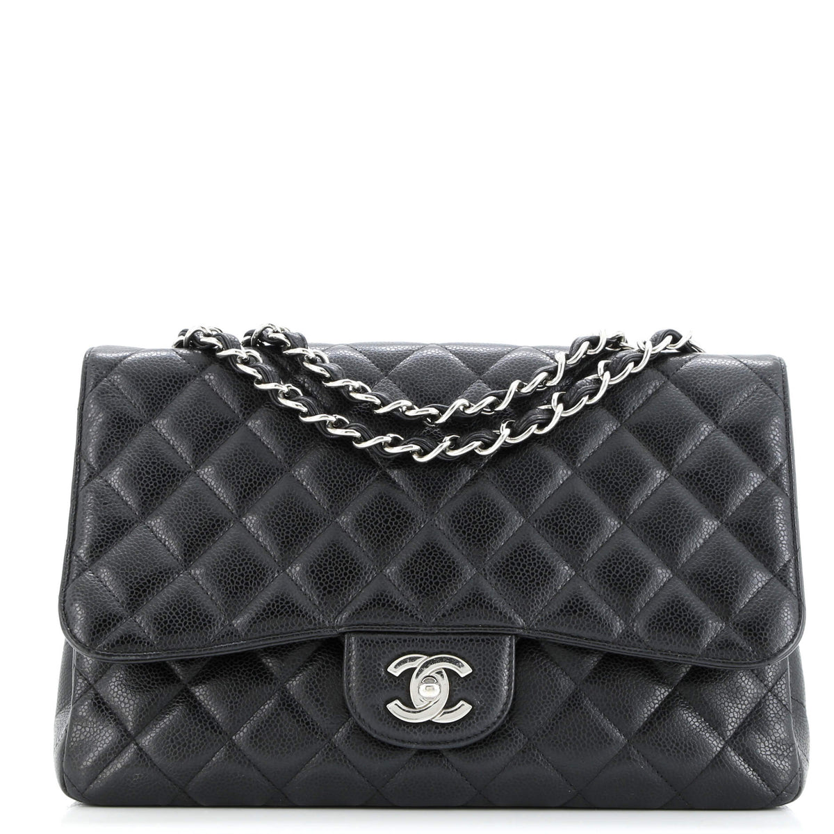 Chanel CHANEL Classic Single Flap Bag Quilted Caviar Jumbo