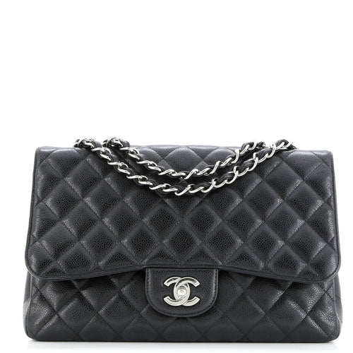 CHANEL Classic Single Flap Bag Quilted Caviar Jumbo