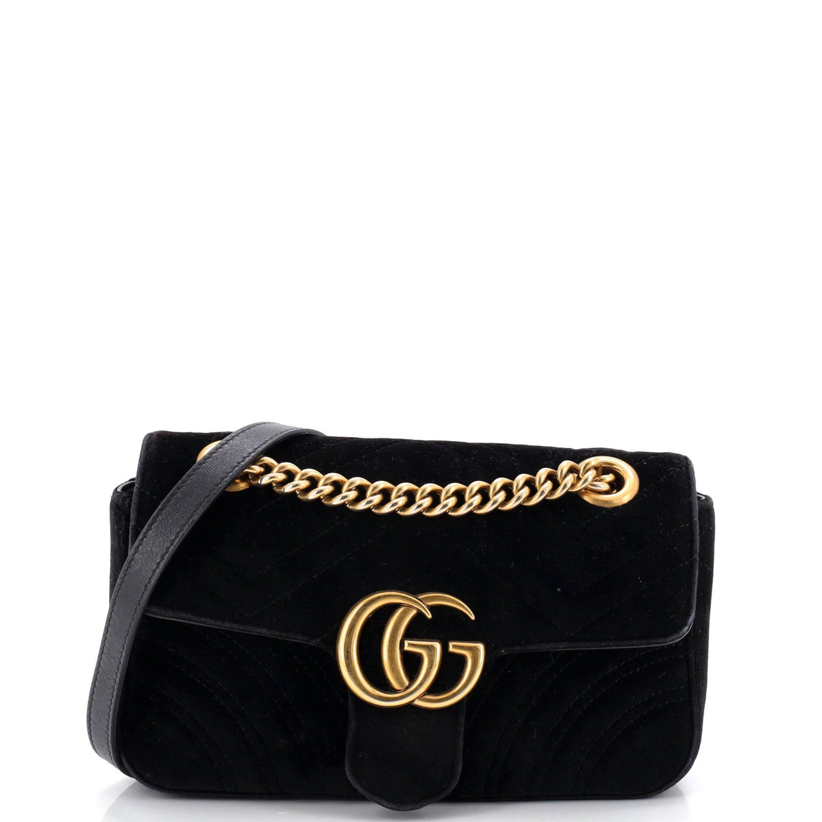 Gucci GUCCI GG Marmont Flap Bag Matelasse Velvet Mini