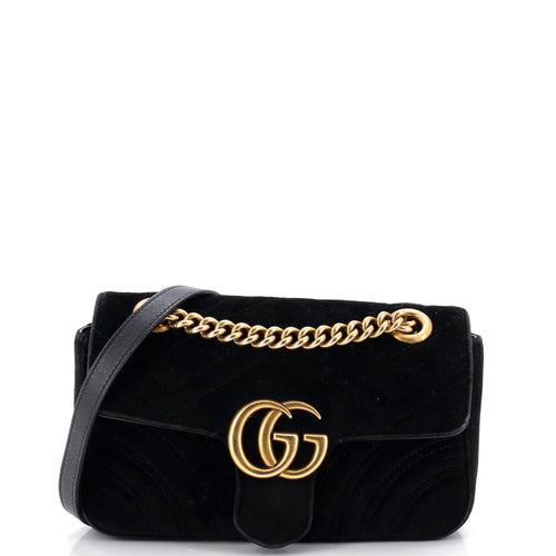 GUCCI GG Marmont Flap Bag Matelasse Velvet Mini