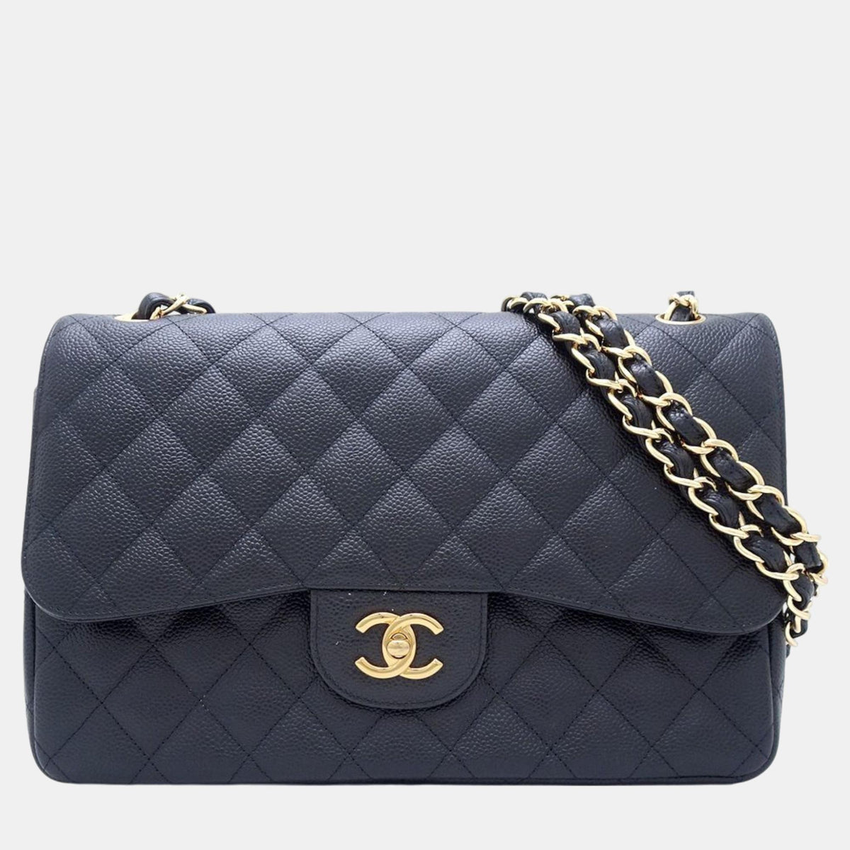 Chanel Black Caviar Skin Matelasse Shoulder Bag