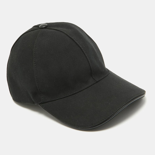 Cotton Black GG Embroidered Canvas Baseball Cap L