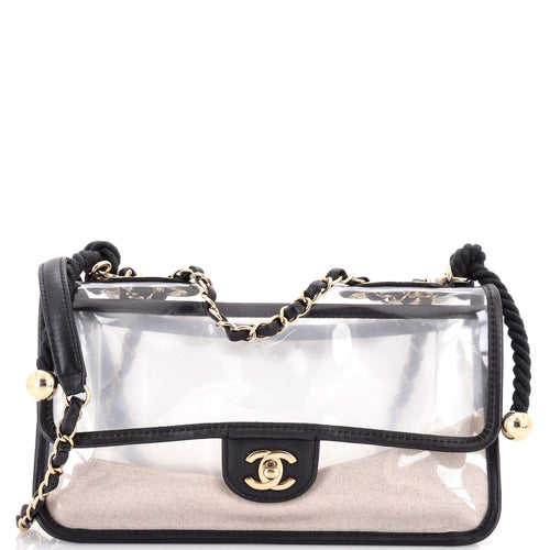 CHANEL Sand By The Sea Pearl Flap Bag PVC with Lambskin Medium