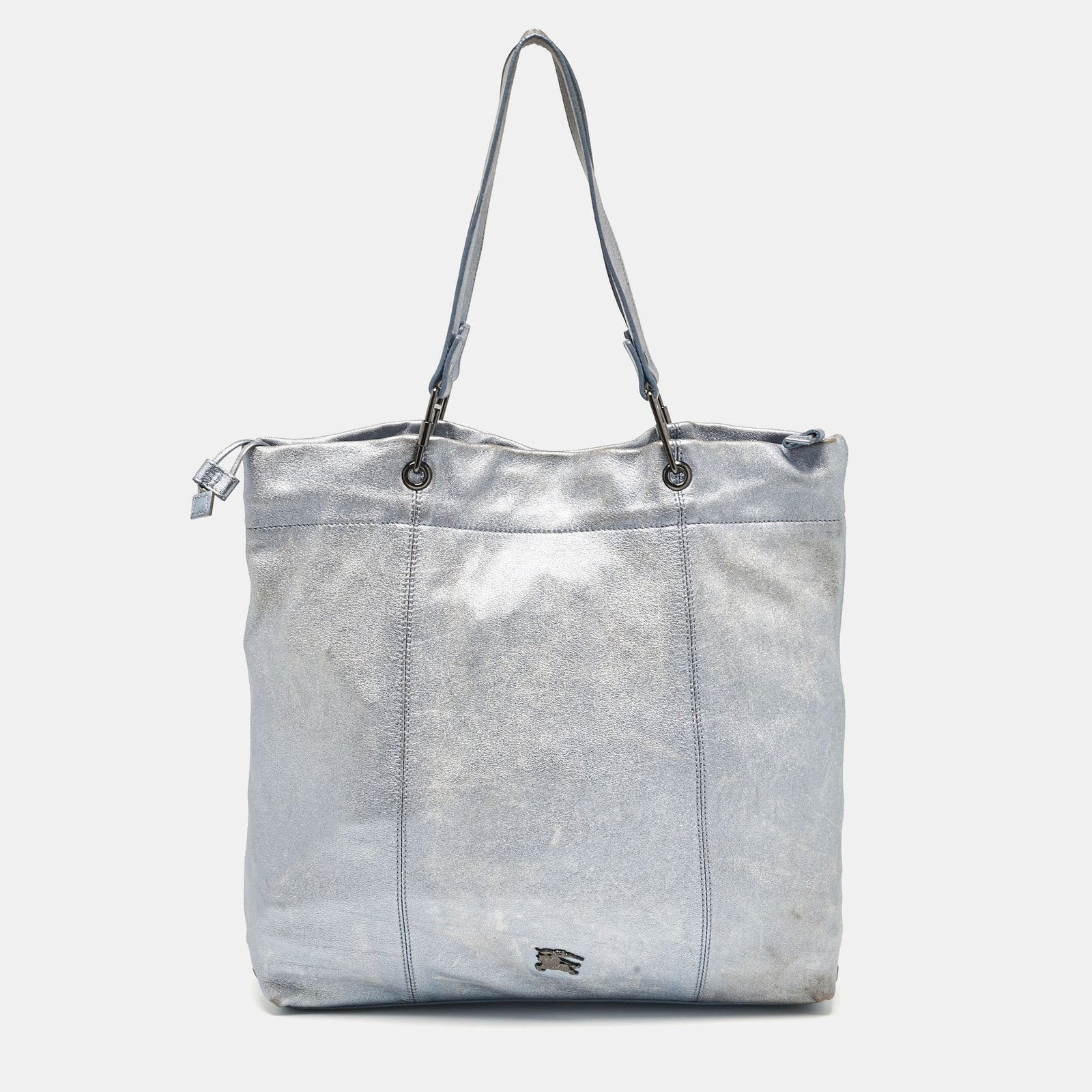 Burberry Tote Elmgate aus Leder in Metallic-Blau