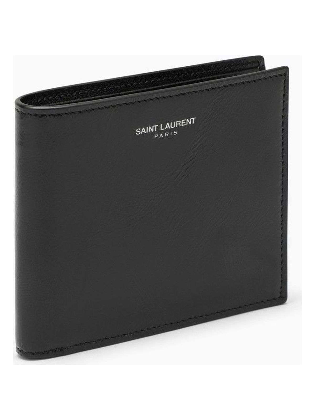 Saint Laurent Men's Black Leather Bi-Fold Wallet in Brown | 396307AADA4