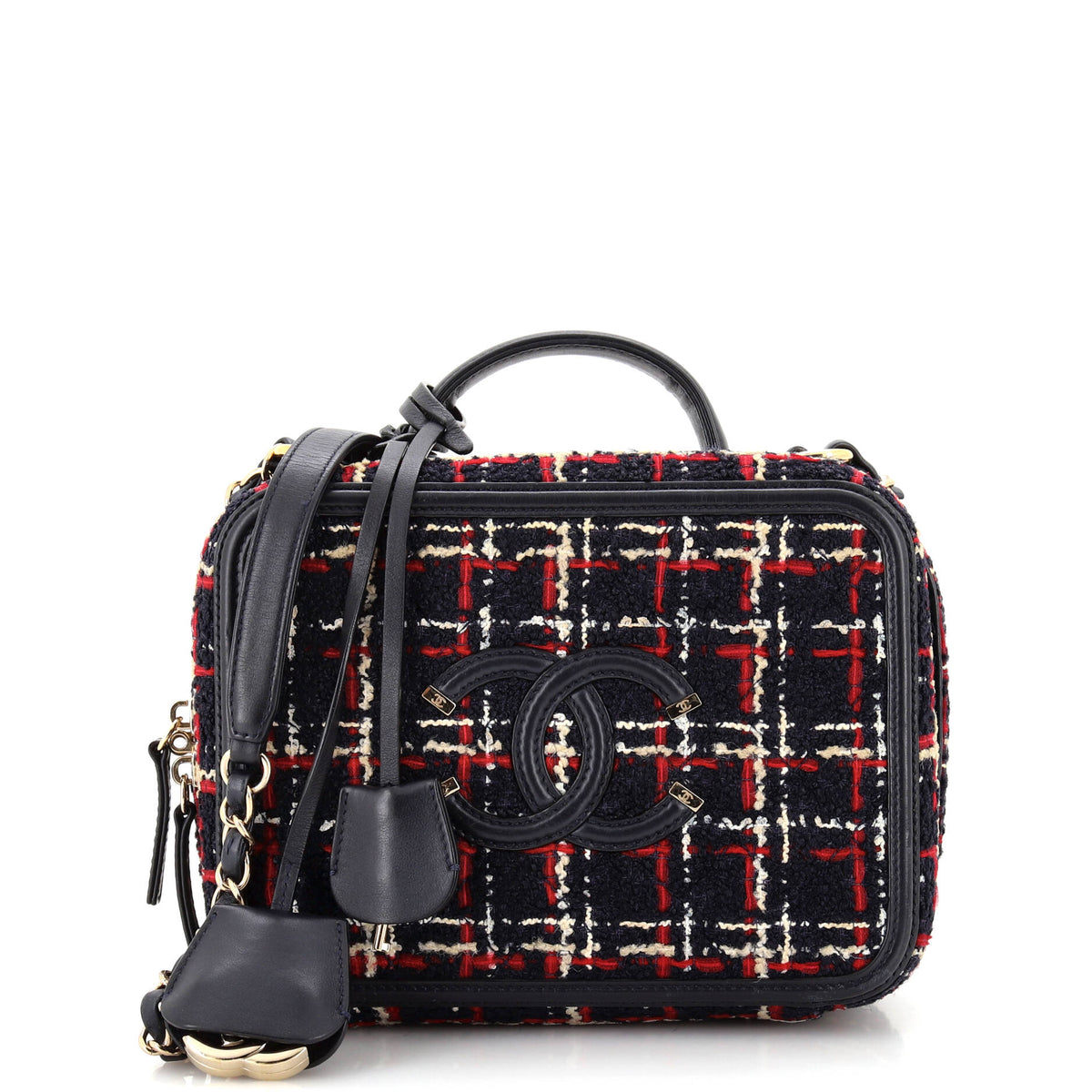Chanel CHANEL Filigree Vanity Case Quilted Tweed Medium