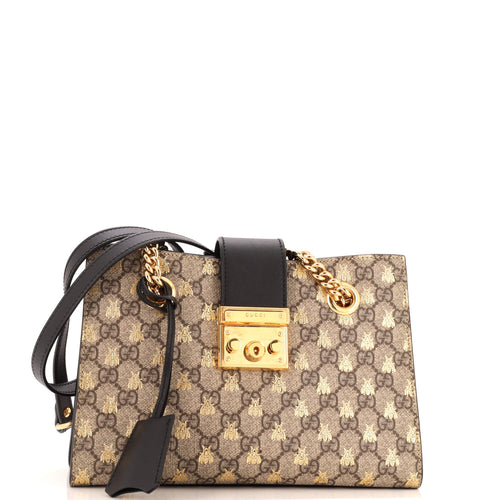 GUCCI Padlock Chain Tote Printed GG Coated Canvas Small