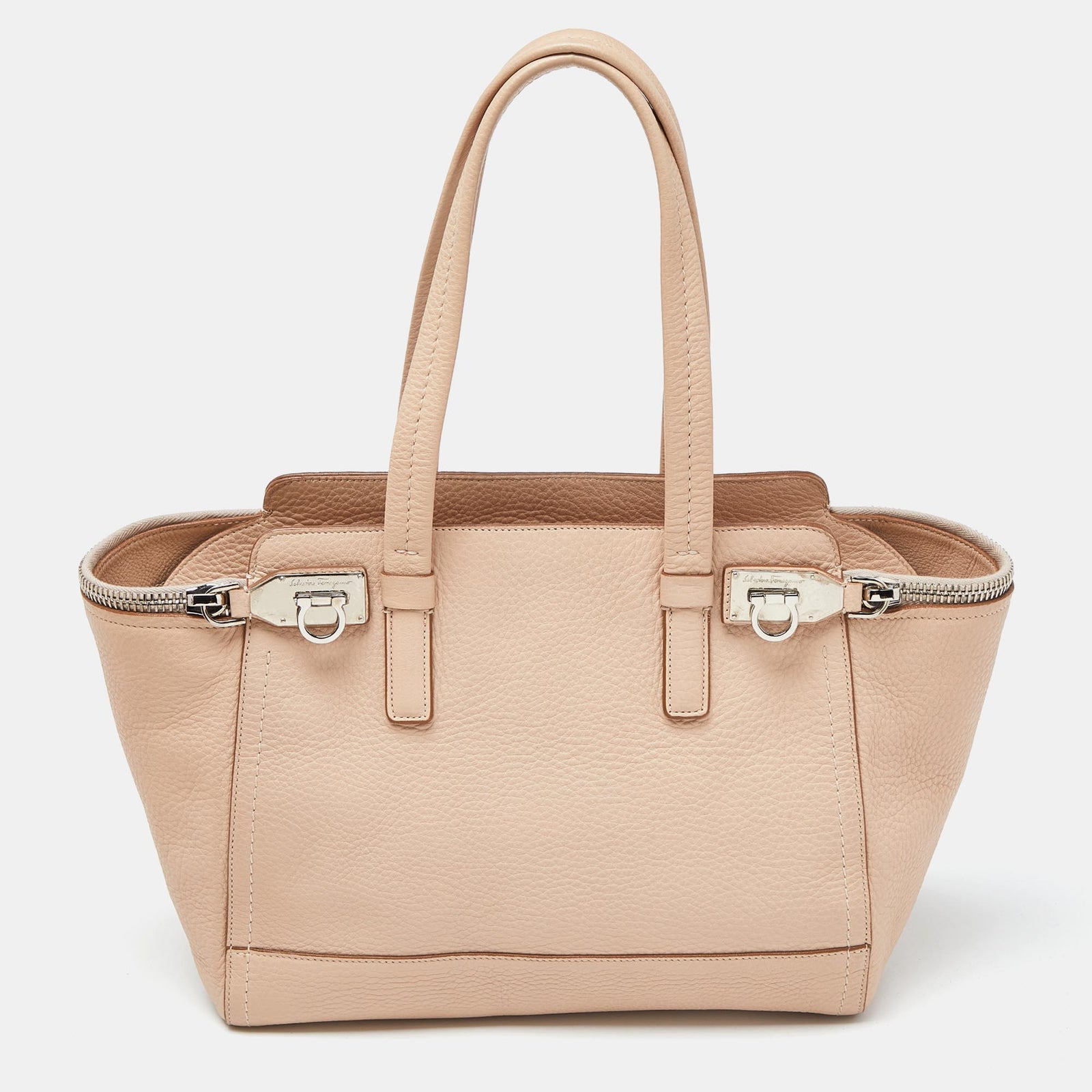 Salvatore Ferragamo Beige Leather Verve Tote