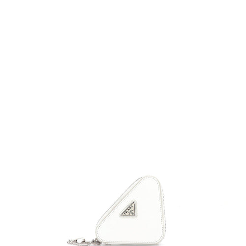 PRADA Triangle Pouch Bag with Chain Brushed Leather Mini
