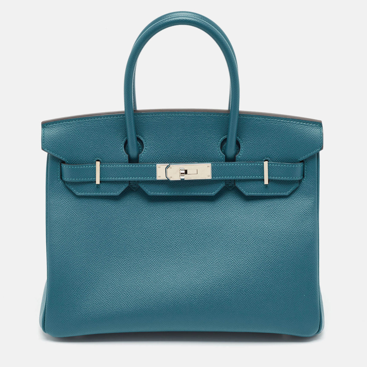 Hermès Bleu De Galice Epsom Leather Palladium Finish Birkin 30 Bag
