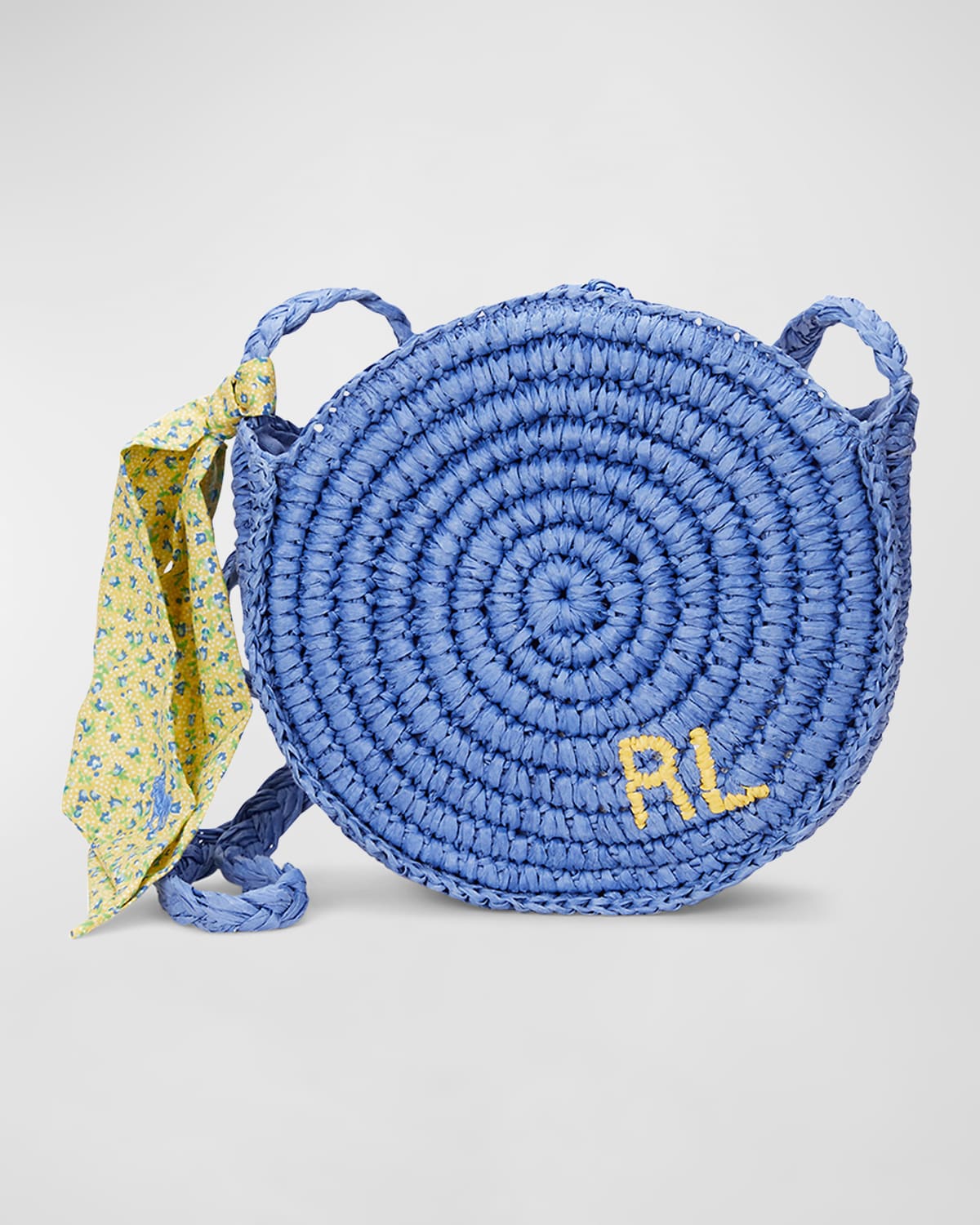 Ralph Lauren Girl's Raffia Circular Embroidered Bag