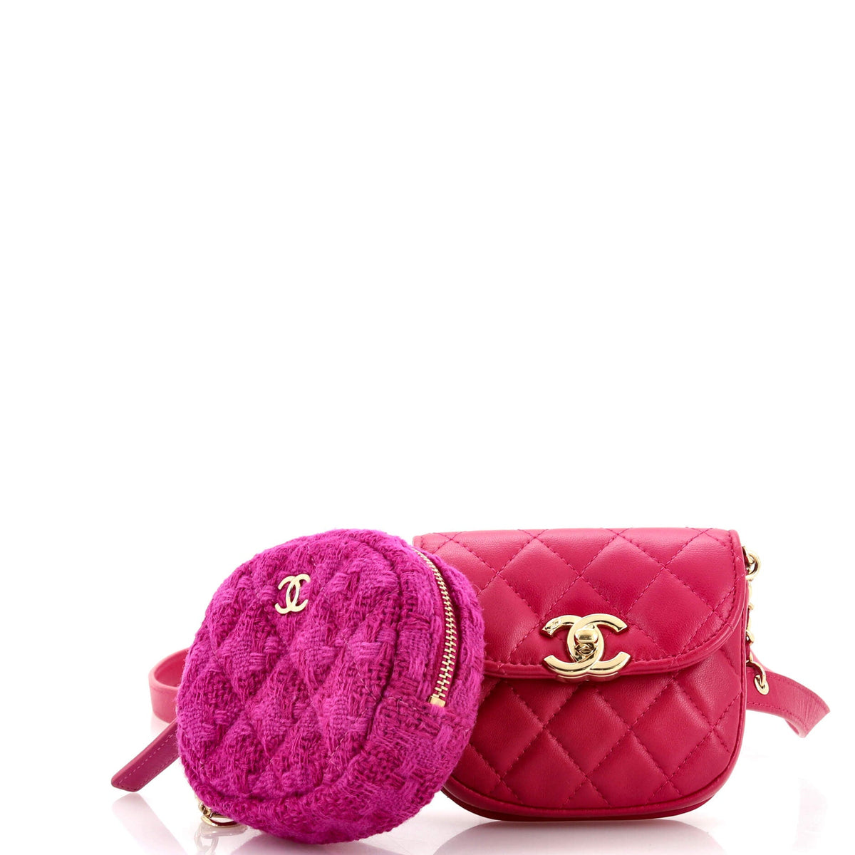 Chanel CHANEL CC Waist Bag with Coin Purse Quilted Lambskin and Tweed