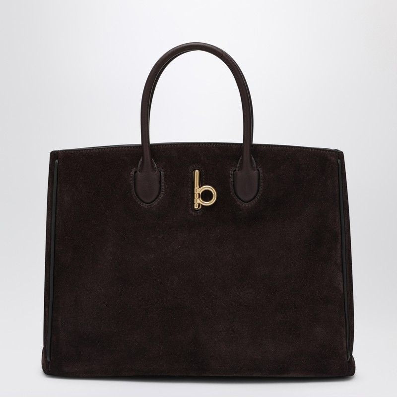 Burberry Women's Rocking Horse Medium Brown Suede Tote | 8094491158524