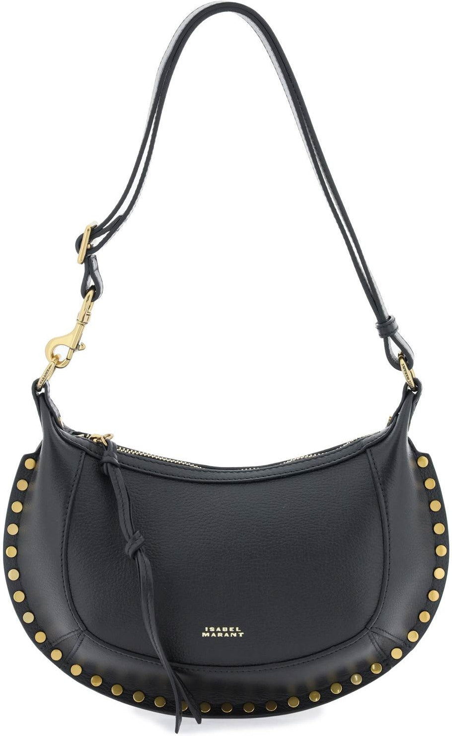 Isabel Marant Women's Oskan Moon Leather Shoulder Bag in Black | Size UNICA | PP0003FAA1C02M