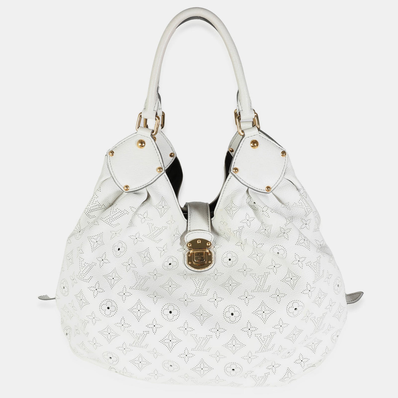 Louis Vuitton White Leather Monogram Mahina XL Shoulder Bag