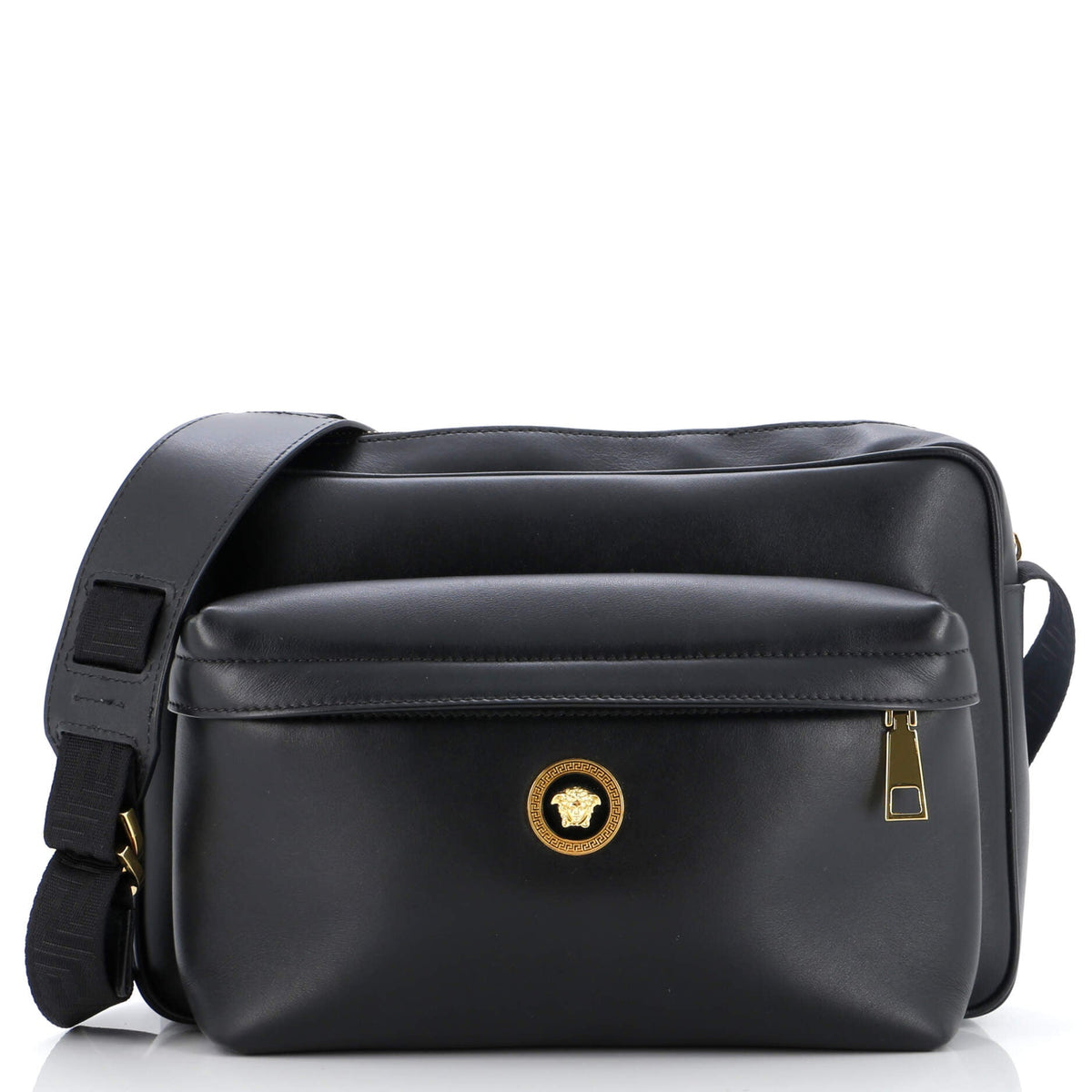 Versace VERSACE Medusa Front Pocket Zip Messenger Leather Medium