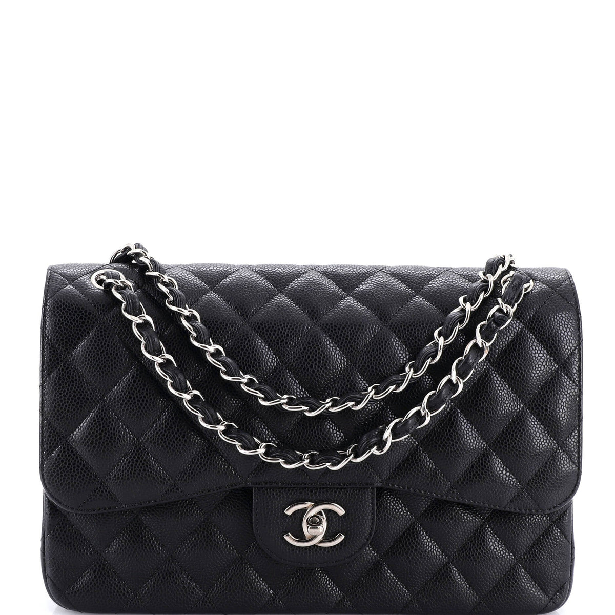 Chanel CHANEL Classic Double Flap Bag Quilted Caviar Jumbo