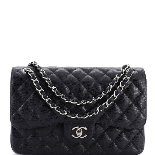 CHANEL Classic Double Flap Bag Quilted Caviar Jumbo
