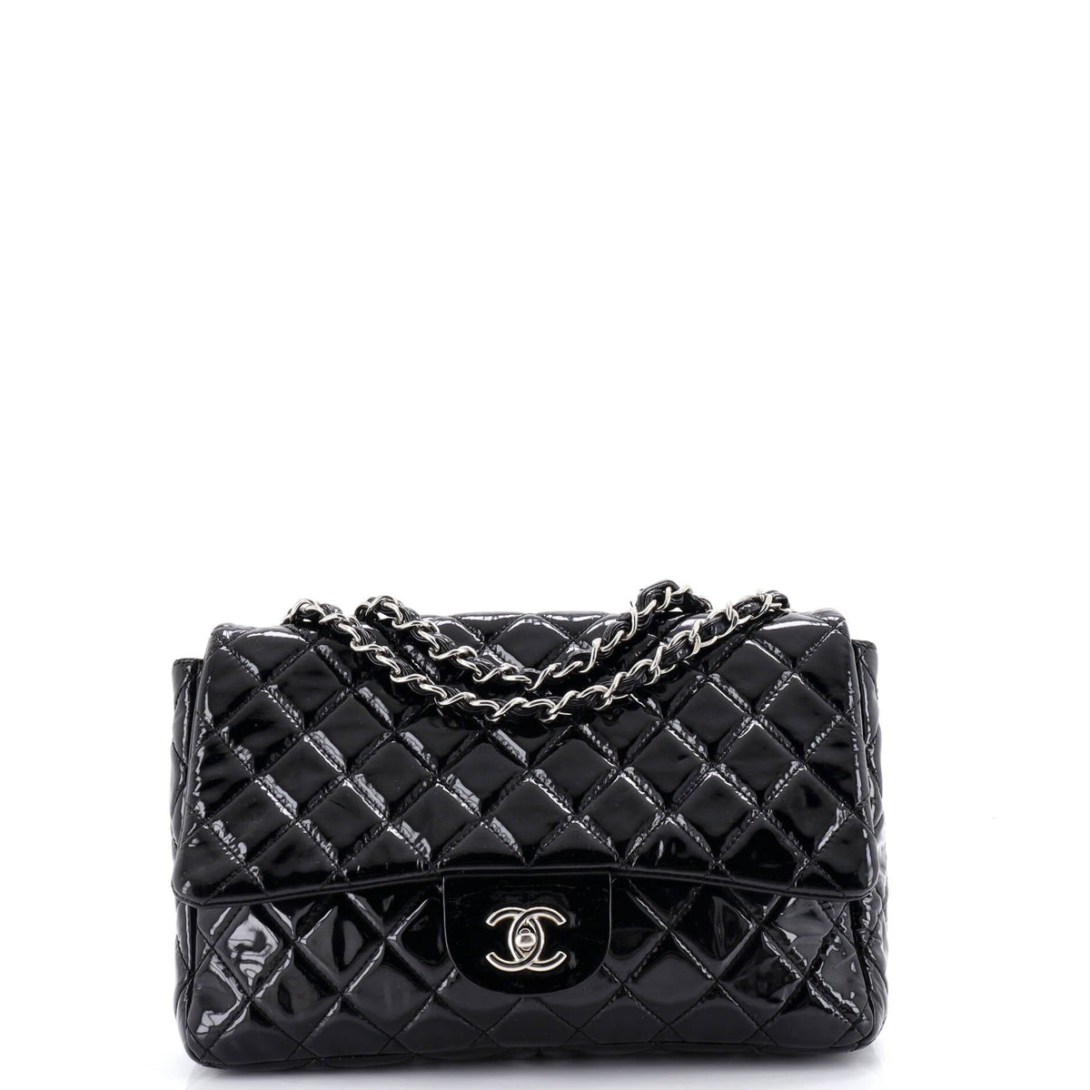 Chanel CHANEL Classic Single Flap Bag Quilted Patent Jumbo
