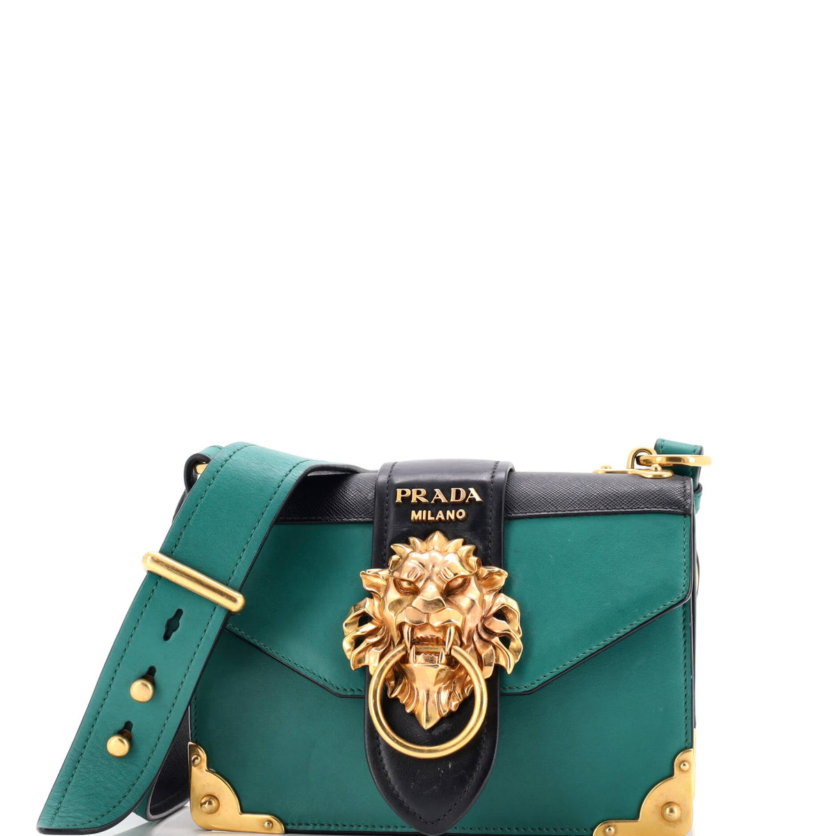 Prada PRADA Animalier Cahier Crossbody Bag Leather Small