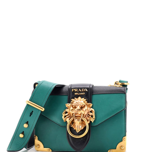 PRADA Animalier Cahier Crossbody Bag Leather Small