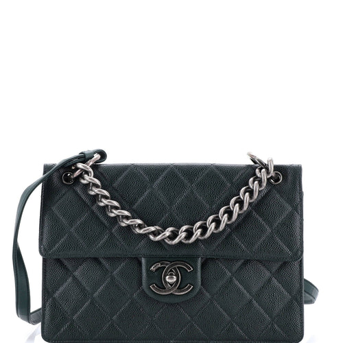 CHANEL Retro Class Flap Bag Quilted Caviar Large