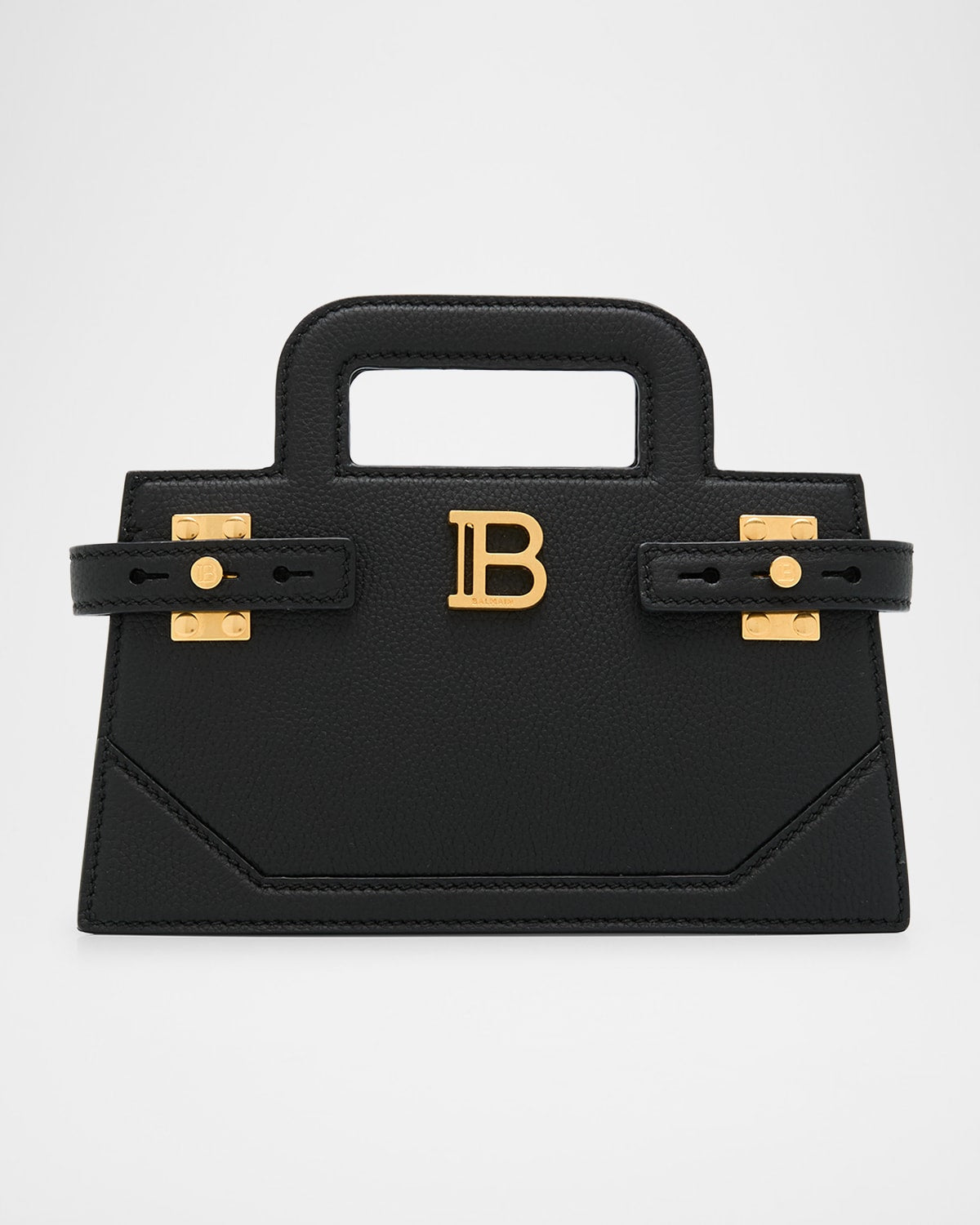 Balmain BBuzz Small Top-Handle Bag in Grained Leather