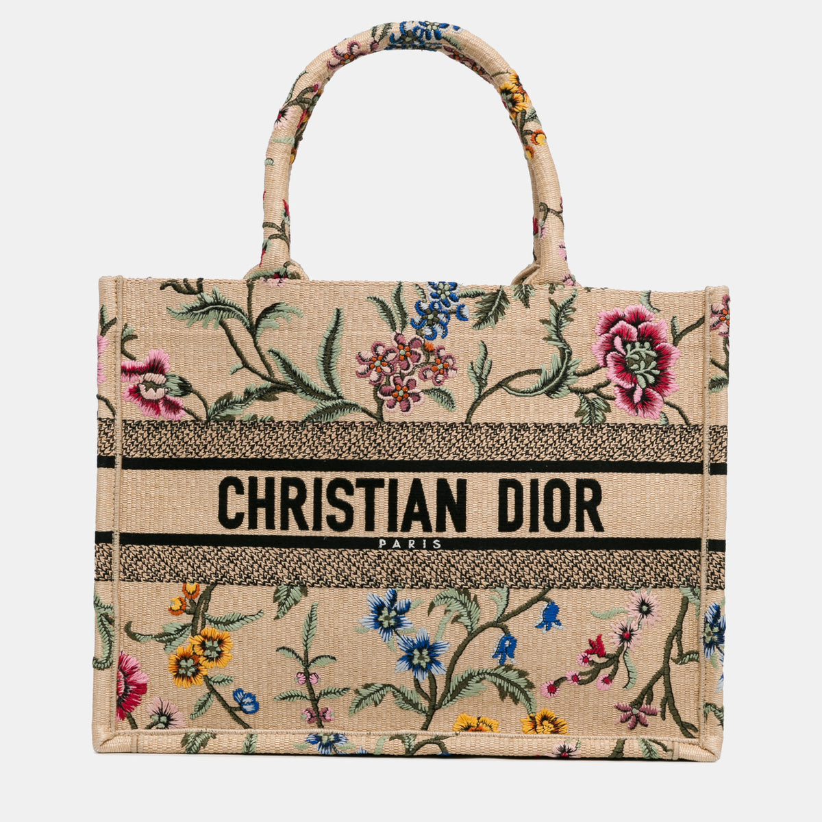 Dior Medium Raffia Petite Fleurs Book Tote