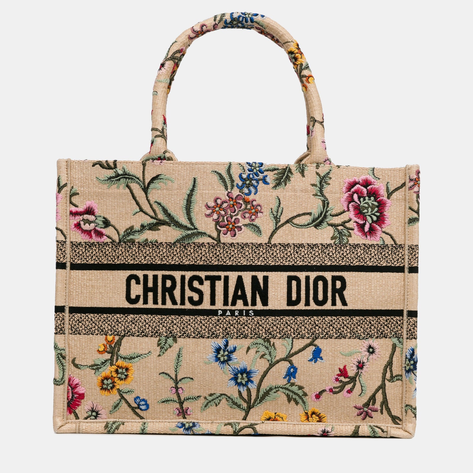 Dior Cabas moyen en raphia Petite Fleurs