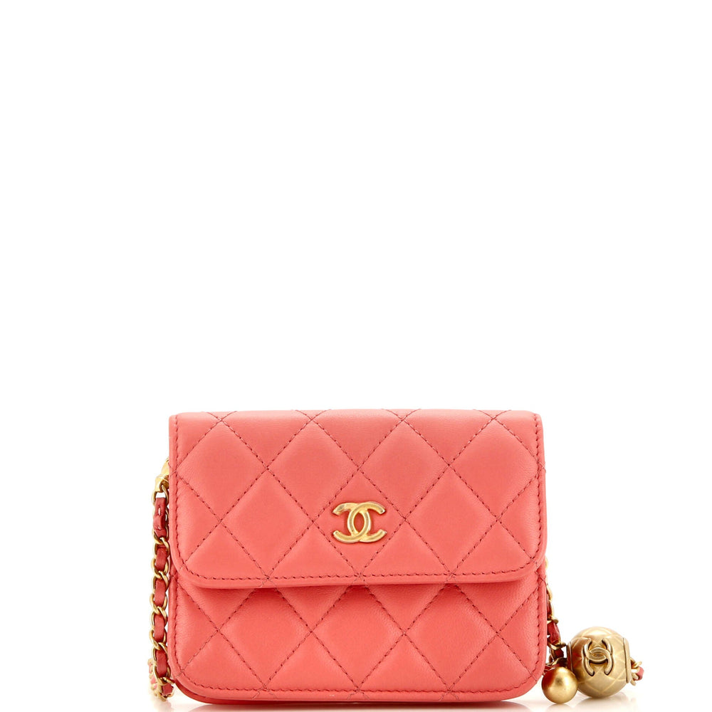 CHANEL Pearl Crush Flap Clutch with Chain Quilted Lambskin Mini