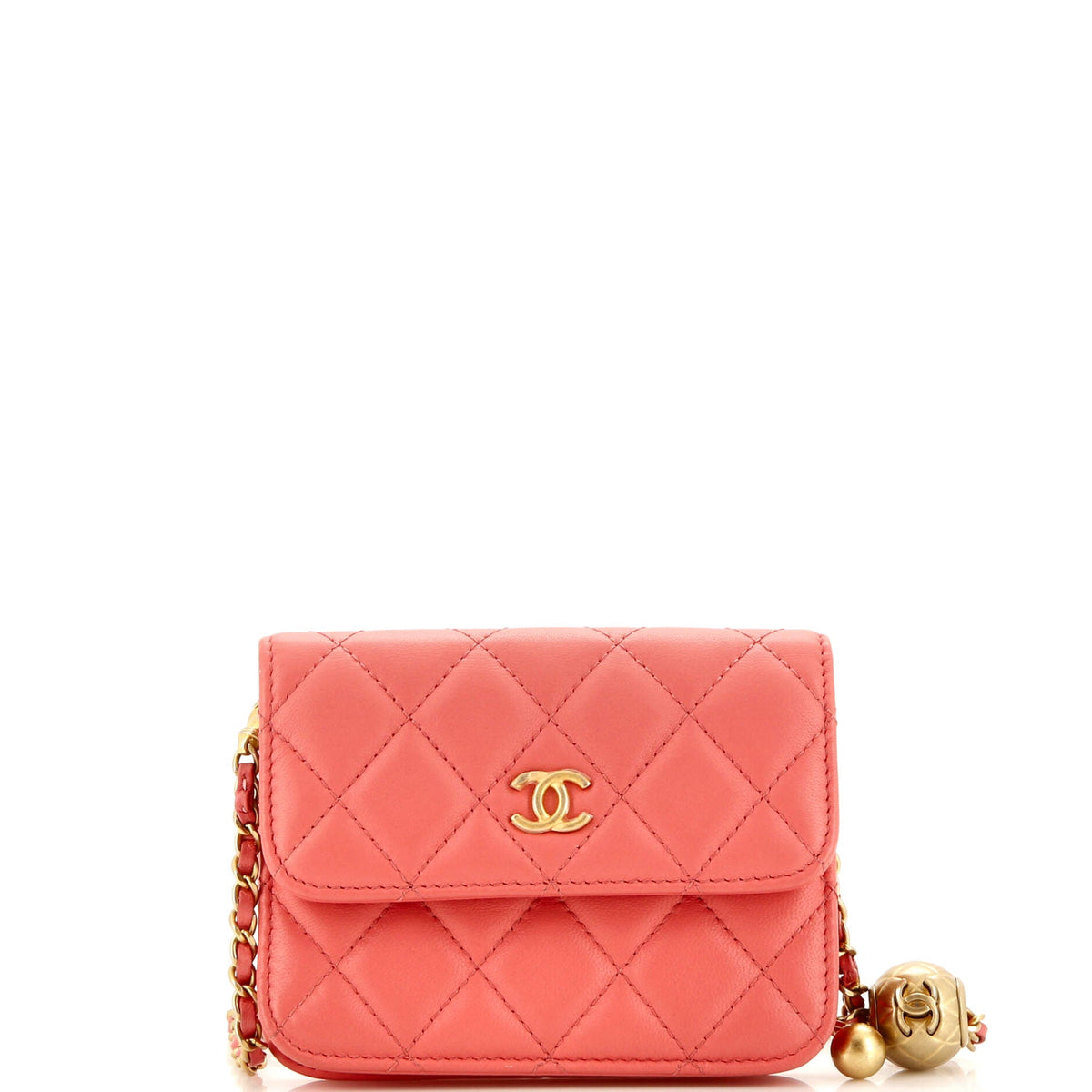Chanel CHANEL Pearl Crush Flap Clutch with Chain Quilted Lambskin Mini
