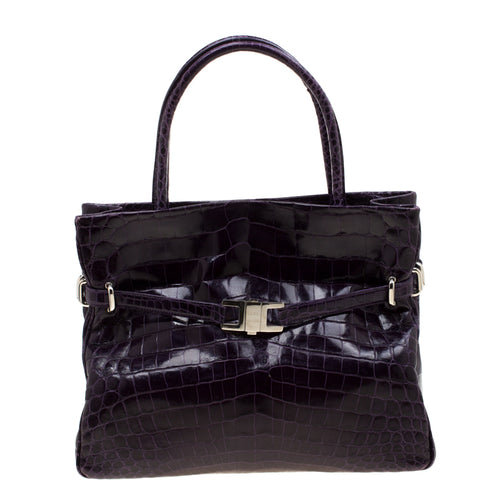 Purple Crocodile Positano Tote