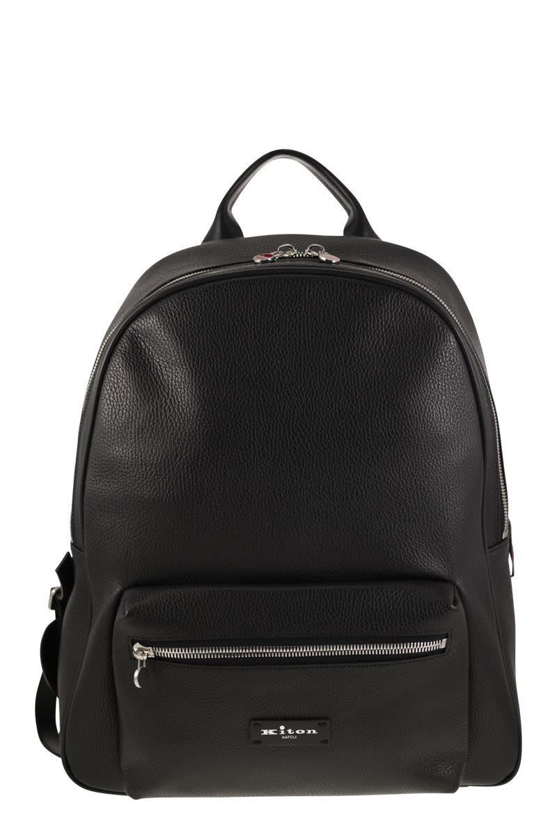 Kiton Men's Leather Backpack in Black | UBA0021