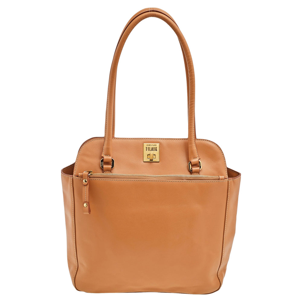 Alviero Martini 1a Classe Beige Leather Tote