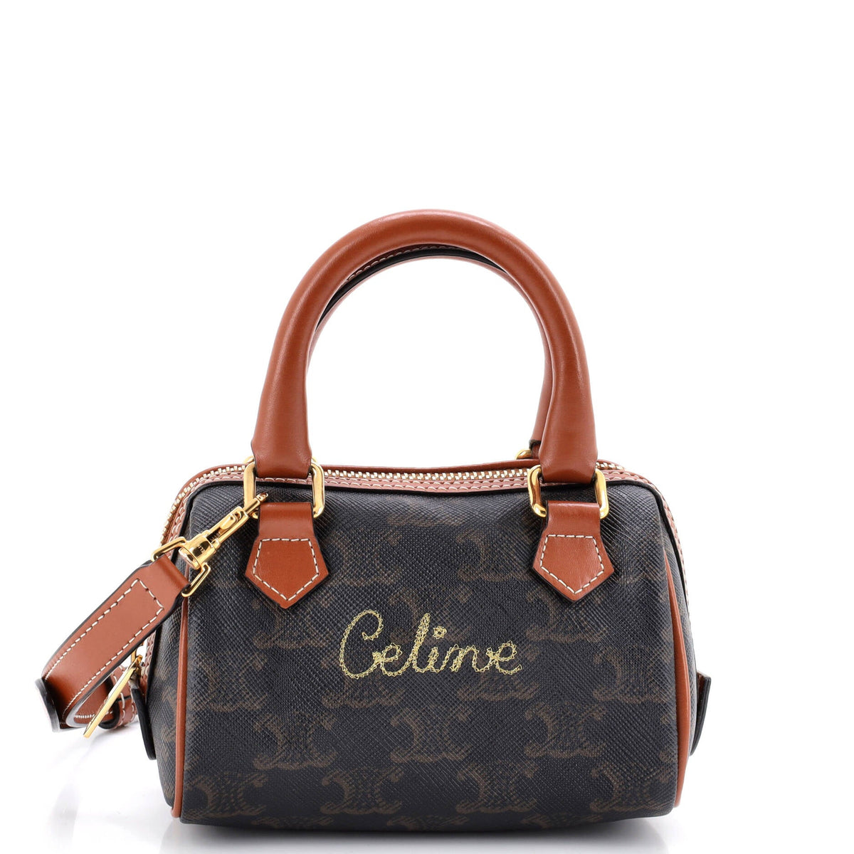 Celine CELINE Boston Bag Triomphe Coated Canvas Mini