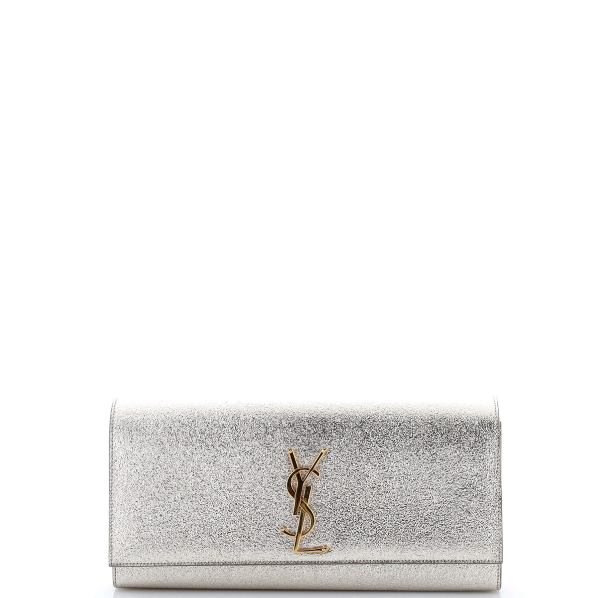 Saint Laurent Classic Monogram Clutch Metallic Calfskin Long