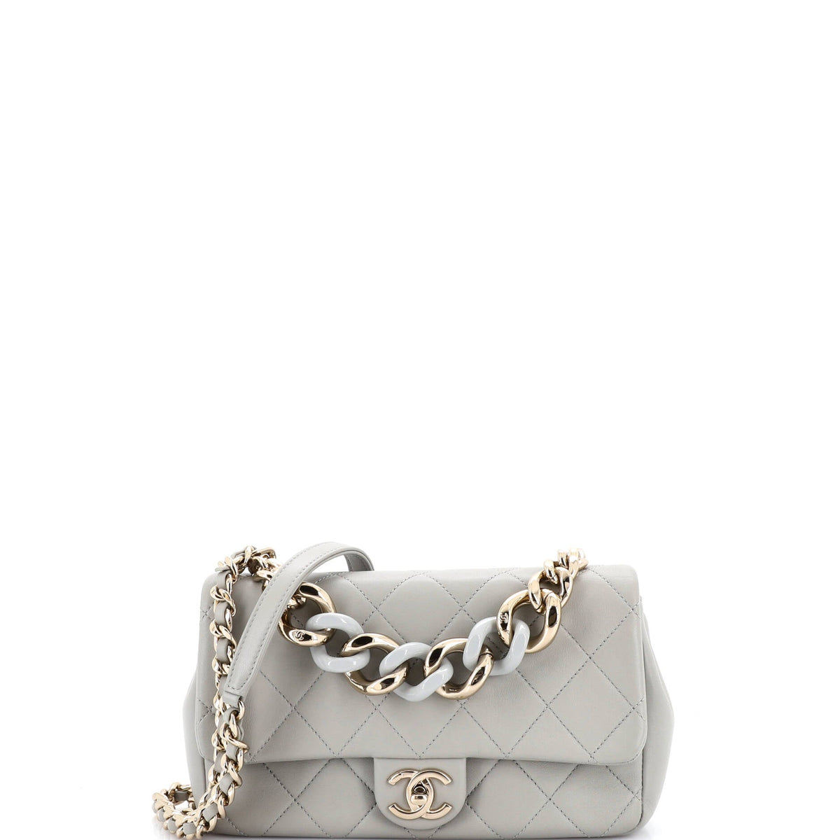 Chanel CHANEL Resin Elegant Chain Flap Bag Quilted Lambskin Small