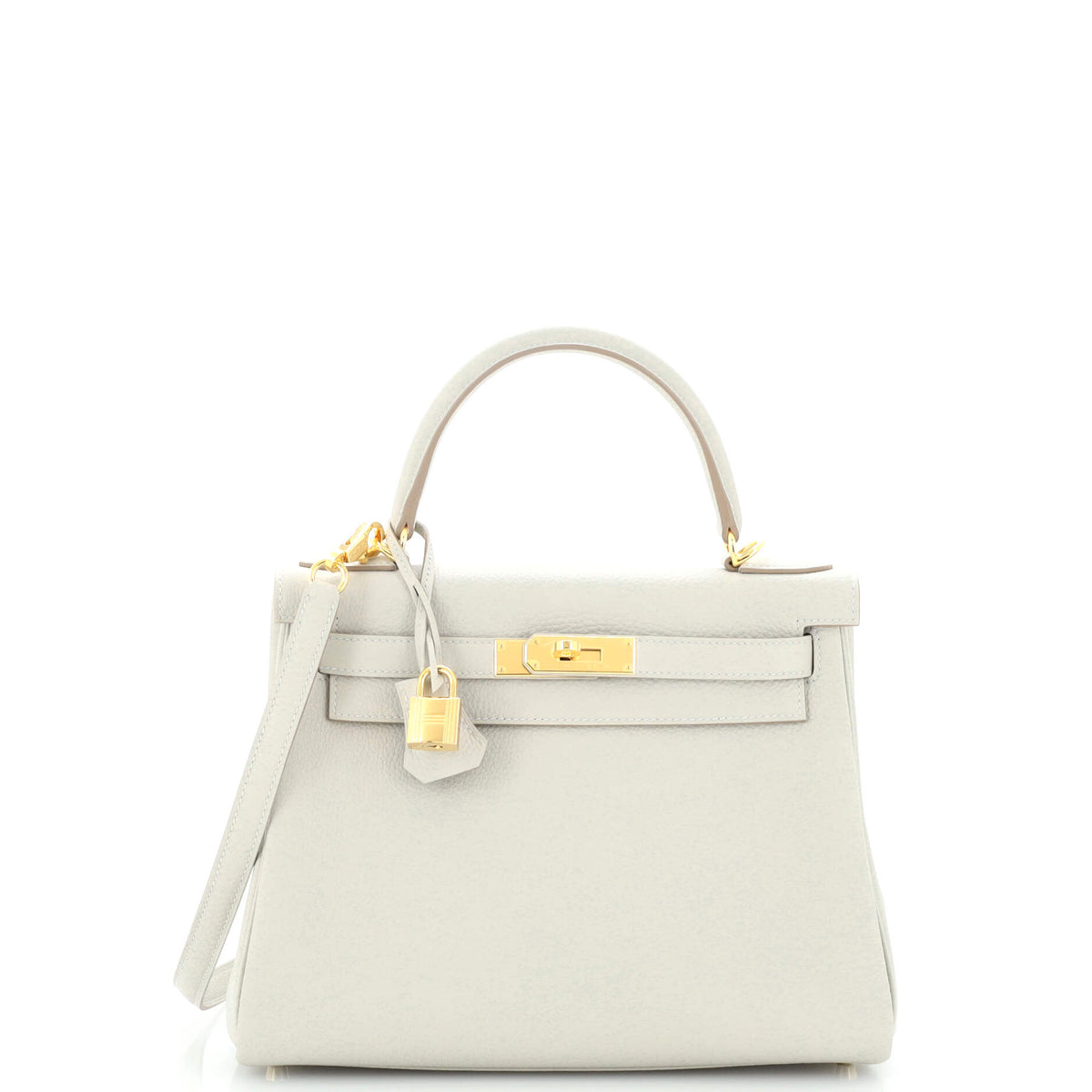 Hermès Kelly Handbag Grey Clemence with Gold Hardware 28
