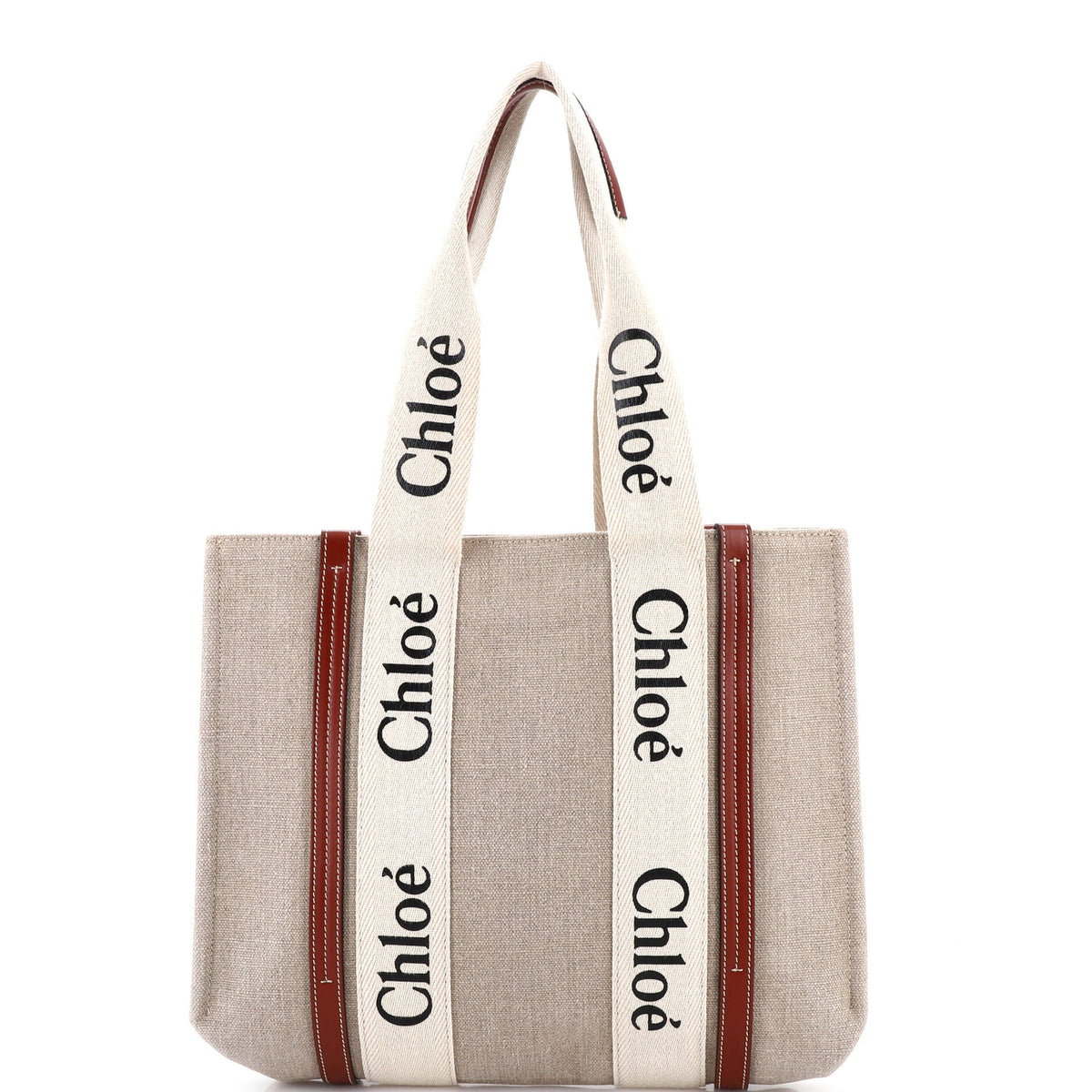 Chloe CHLOE Woody Tote Canvas with Leather Medium