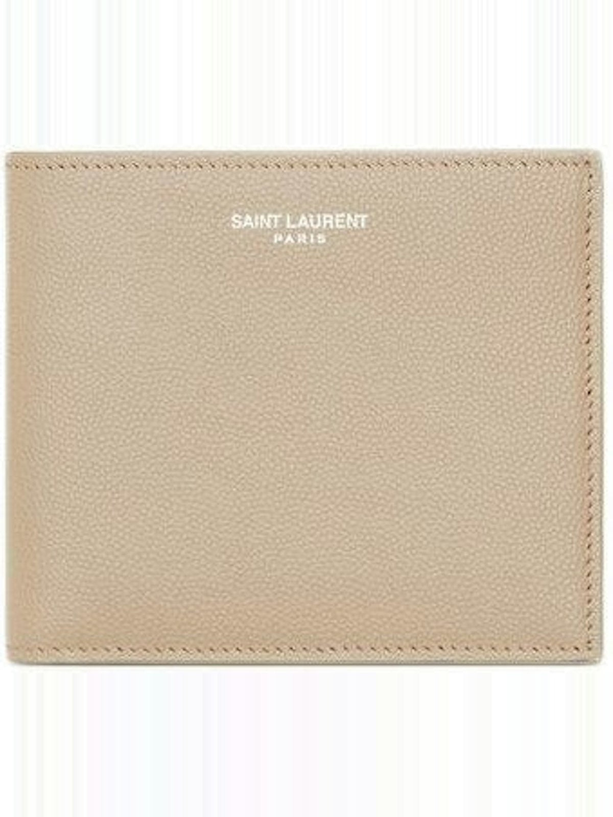 Saint Laurent Men's Logo Print Card Holder in Sea Salt | 396303BTY0E9607