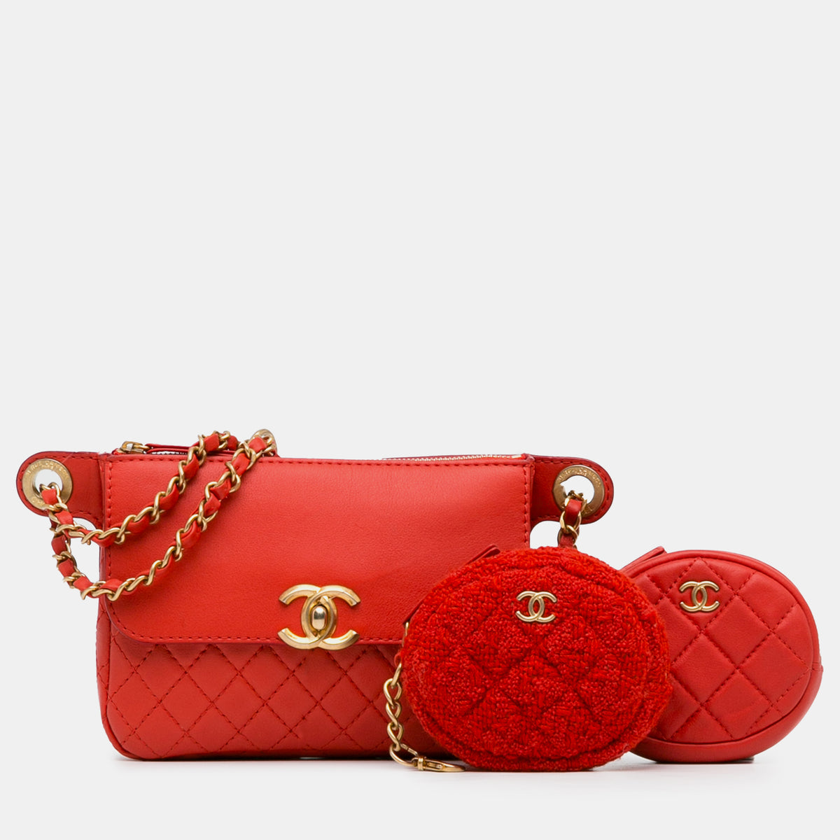 Chanel CC Quilted Calfskin Flap Belt Bag and Coin Purse