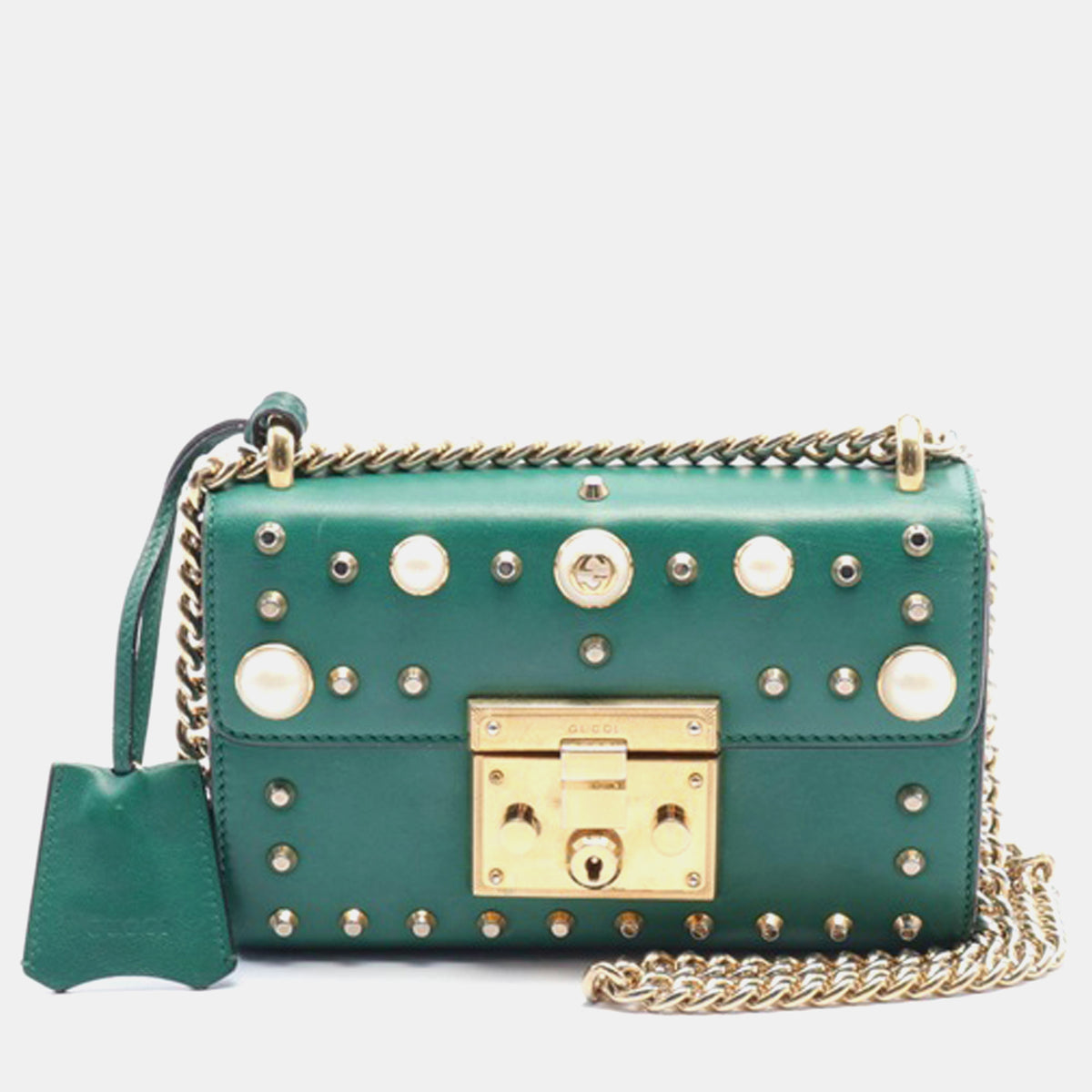 Gucci Small Pearl Studded Padlock Crossbody