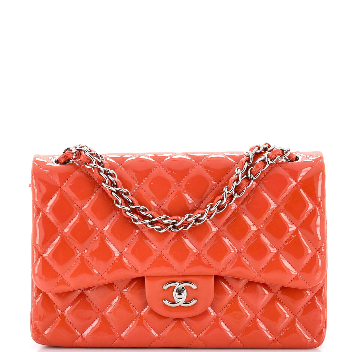 Chanel CHANEL Classic Double Flap Bag Quilted Patent Jumbo