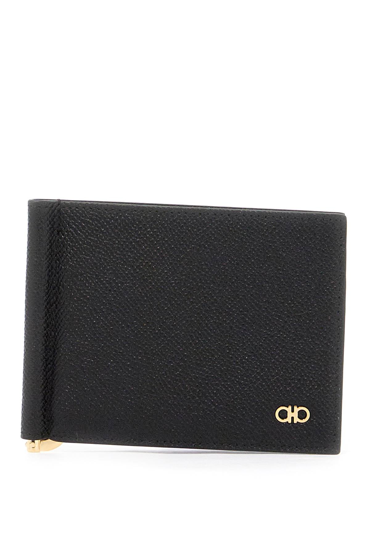 Ferragamo Men's Gancini Wallet With Clip in Nero | 6614750776473