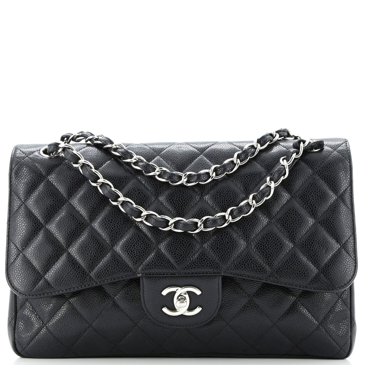 Chanel CHANEL Classic Double Flap Bag Quilted Caviar Jumbo